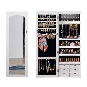 Levede Jewelry Cabinet with LED Light in White Colour