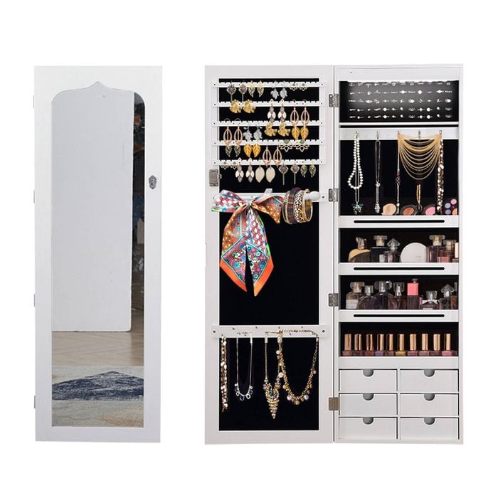 Levede Jewelry Cabinet with LED Light in White Colour