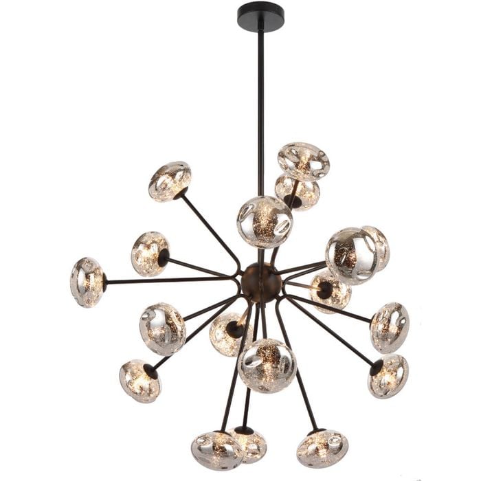 Telbix Varlin Contemporary Pendant Hanging Lamp Light Metal Glass Black Matte Mirror