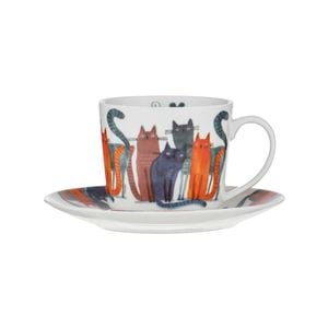Quirky Cats Four Friends Cup & Saucer 280ml 15x15x7.5cm Ashdene