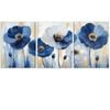 3pcs Abstract Blue Poppies Painting Print 100% Australian Made 3 x 40x60cm (Metal Print)