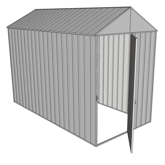 Build-a-Shed 1.5 x 3.0 x 2.3m Front Gable Single Hinged End Door Shed - Zinc