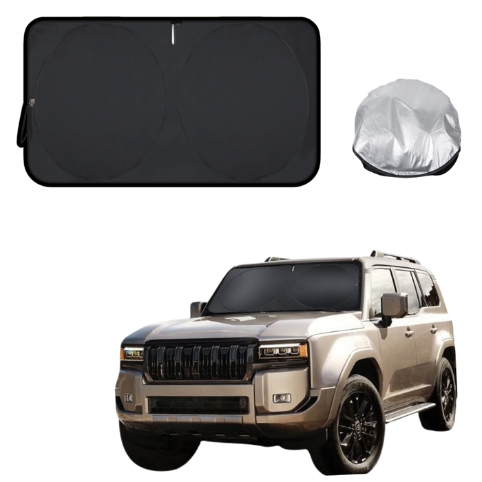 Front Windscreen Sun Shade for Toyota LandCruiser Prado 2024 - Current (GX, GXL, VX, Altitude, Kakadu) - XL 160 x 100 cm - Black
