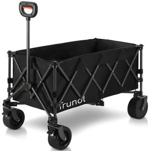 TRUNDL 180L XL Electric Folding Pull Cart, Powerful Easy Hill Climbing, Wagon for Beach Camping Shopping, Black