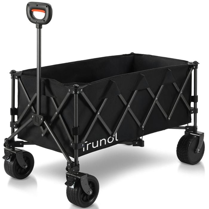 TRUNDL 180L XL Electric Folding Pull Cart, Powerful Easy Hill Climbing, Wagon for Beach Camping Shopping, Black
