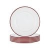 Argon Tableware 25.5cm Enamel Dinner Plates - Red Rim - Set Of 6 - 10inch Large Dish Plates Metal Enamel Tableware Dinner Set