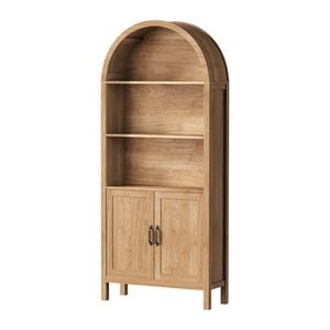 Oikiture Arched Bookshelf Display Shelf Bookcase Bookshelves Storage Cabinet