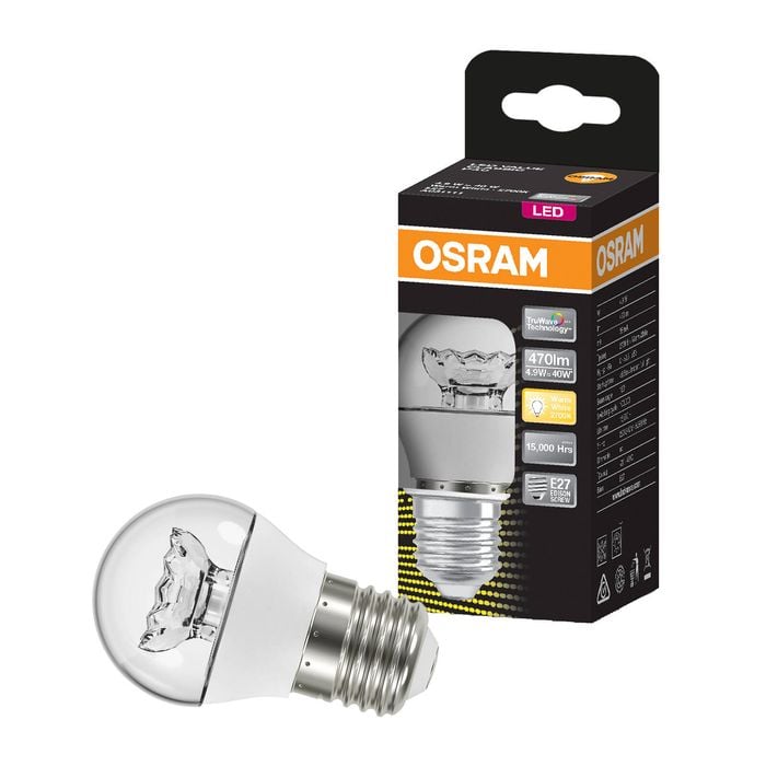 Osram Fancy Round ES LED 470Lm WW 4.9W Light Globe