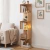 Homfurn 5-tier S-shaped Bookshelf – Space-saving Vertical Storage, Oak Finish, 154cm Tall