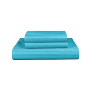 Dreamfields Queen Sky 1000TC Microfibre 1cm Stripe Soft Quilt Doona Duvet Cover Set