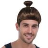 Hipster Trendy Hairstyle Adult Man Bun Wig Costume Hair Brown