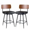 Costway Padded Bar Stools Set Of 2 Swivel Counter Height Chair Black