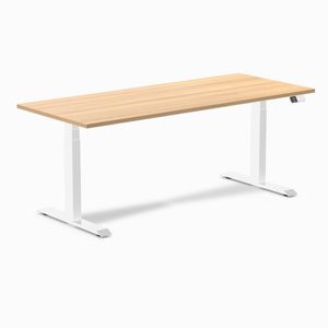 Desky Dual Melamine Sit Stand Desk White Frame 180cm
