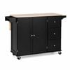 Costway Large Kitchen Island Trolley Extendable Tabletop Rubber Wood Black