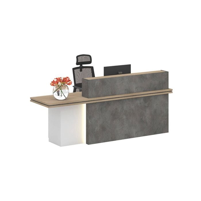 Modern Furniture JARIN  Reception Desk Left Panel - Carbon Grey & White Colour