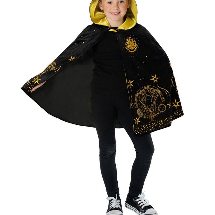 Harry Potter Hogwarts Black & Gold Kids Hooded Robe Dress Up Costume Size 9+