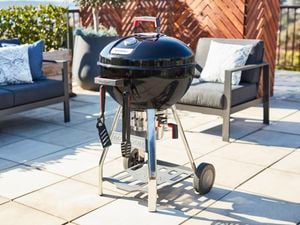 Matador barbecue in a backyard entertaining deck