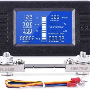 Lcd Display Dc Battery Monitor Meter 200v Voltmeter Amp For Rv System 100a