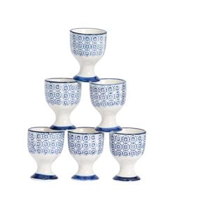 Nicola Spring Hand Printed Porcelain Egg Cups - Pack of 6