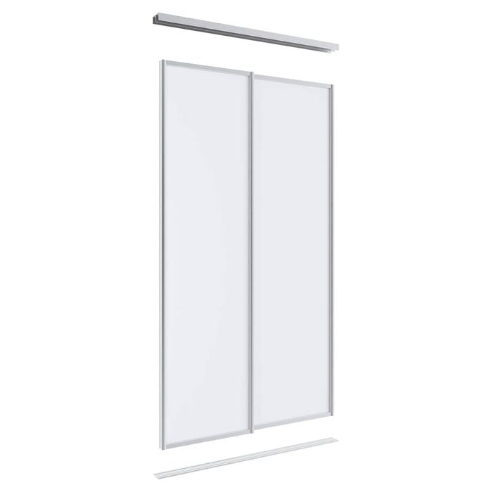 Lugna 2100 x 1200mm Clear Anodised Melamine Wardrobe Double Sliding Doors