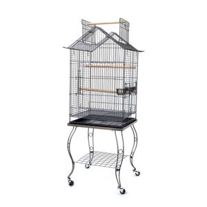 Bird Parrot Cage with Stand Cockatiel Amazon African Grey Caique Conure black