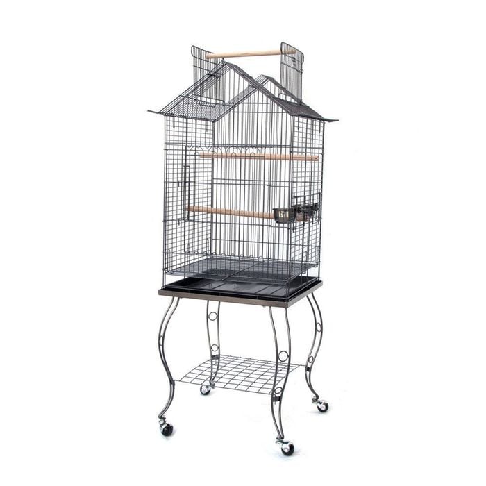 Bird Parrot Cage with Stand Cockatiel Amazon African Grey Caique Conure black