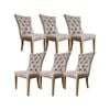 Holly Set of 6 Dining Chair PU Leather Solid Rubber Wood Frame - Coffee