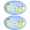 2PK Porto Porcelain Limone Oval Serving Platter Plate 40cm Multi-Coloured