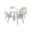 Oikiture 5PCS Dining sets 110cm Round Table with Chairs Sherpa White