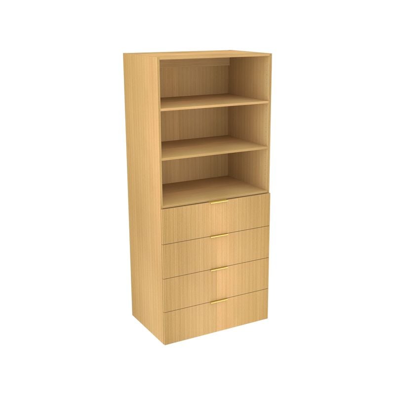 Lugna 2048 x 900 x 580mm Sand 2 Shelves and 4 Drawer Cabinet