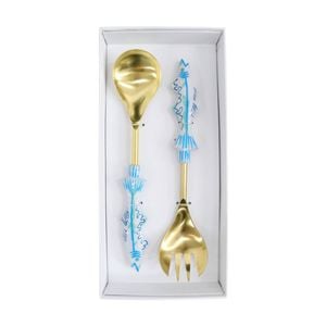 2pc Lvd Handcrafted Mediteranean Metal Salad Server Set 29cm Multicolour