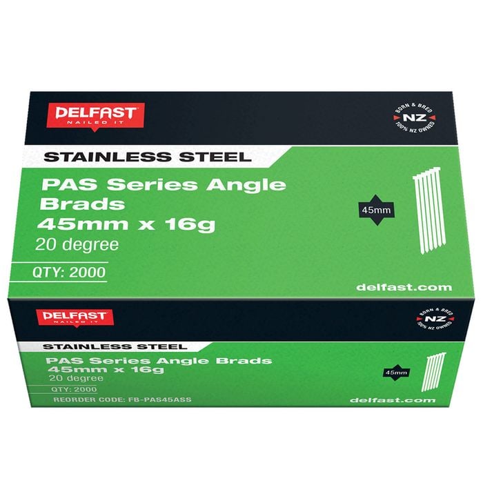 Delfast 45mm 16ga Stainless Steel Angle Brads - 2000 Pack