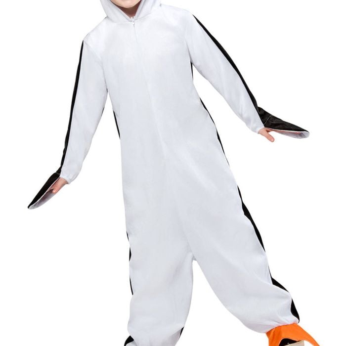Plush Penguin Kids Black And White Animal Costume Onesie - L-xl