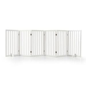 Petzly Pet Gate Dog Fence Safety Barrier With Support Feet 6 Panel 80cm White