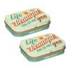 2PK Nostalgic Art 4x6cm Mint Box Metal Tin Life Is Beautiful and So Are You