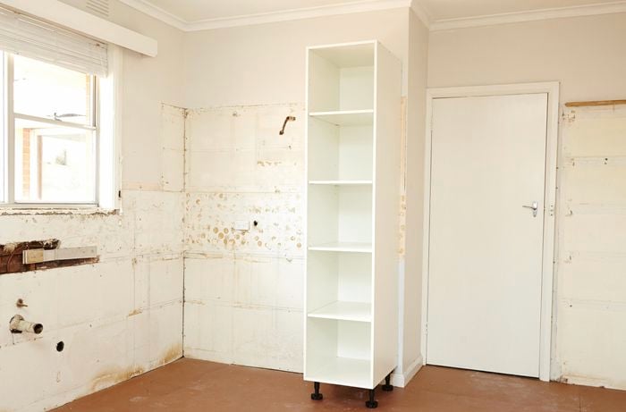 Pantry installed in incomplete kitchen
