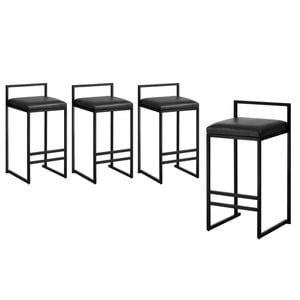 Oikiture 4x Bar Stools Counter High Chair Leather Black