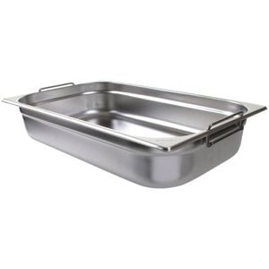 Vogue Gastronorm Pan Stainless Steel 1/1 With Handles 100mm Commercial Kitchen Food Storage