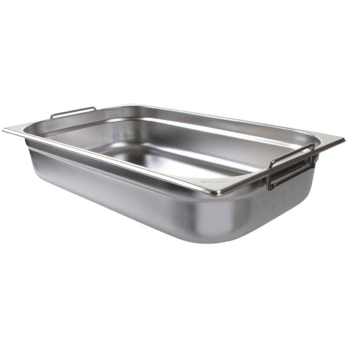 Vogue Gastronorm Pan Stainless Steel 1/1 With Handles 100mm Commercial Kitchen Food Storage
