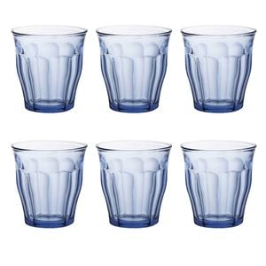 Duralex Picardie Drinking Glasses - 310ml Tumblers for Water, Juice - Blue - Pack of 6