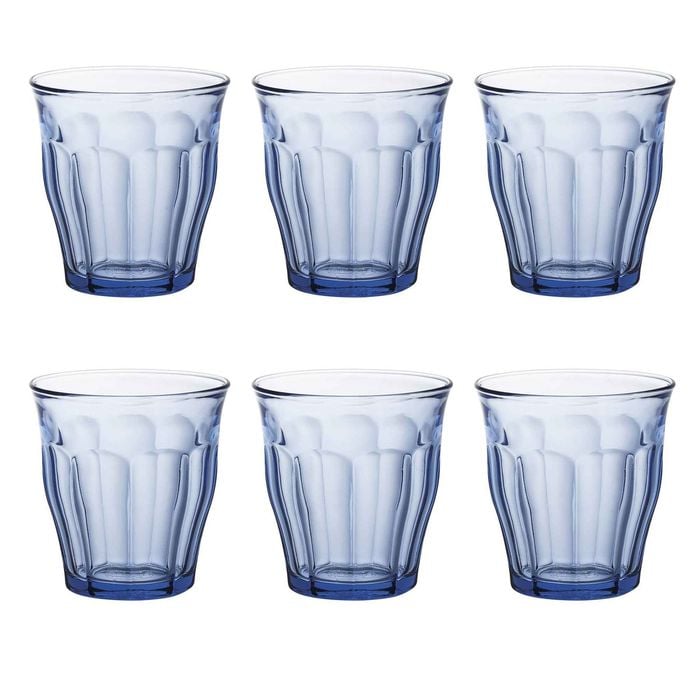 Duralex Picardie Drinking Glasses - 310ml Tumblers for Water, Juice - Blue - Pack of 6