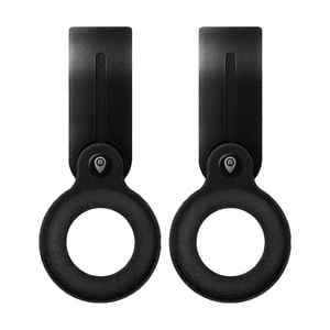2PK Moki Stylish Sustainable Leather Loop Travel Accessory for MokiTag Black