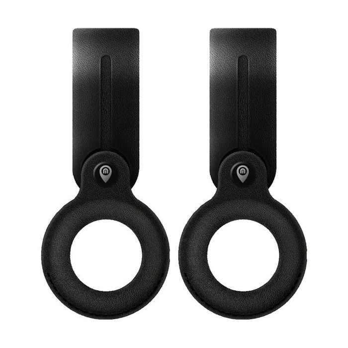 2PK Moki Stylish Sustainable Leather Loop Travel Accessory for MokiTag Black