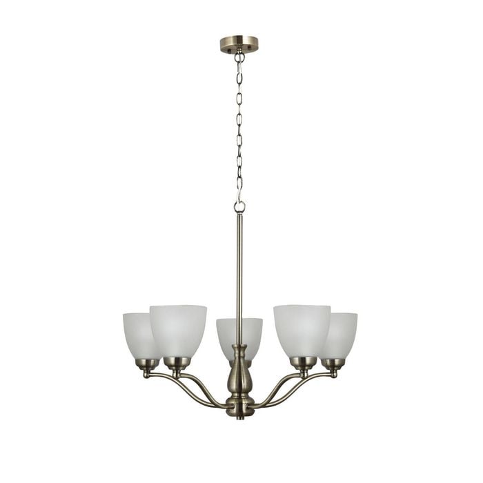 Oriel Lighting Rochester Traditional Glass Pendant Light Antique Brass 5lt