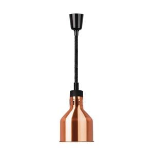Apuro Retractable Dome Heat Lamp Shade Copper Finish 200mm Commercial Kitchen Food Warmer