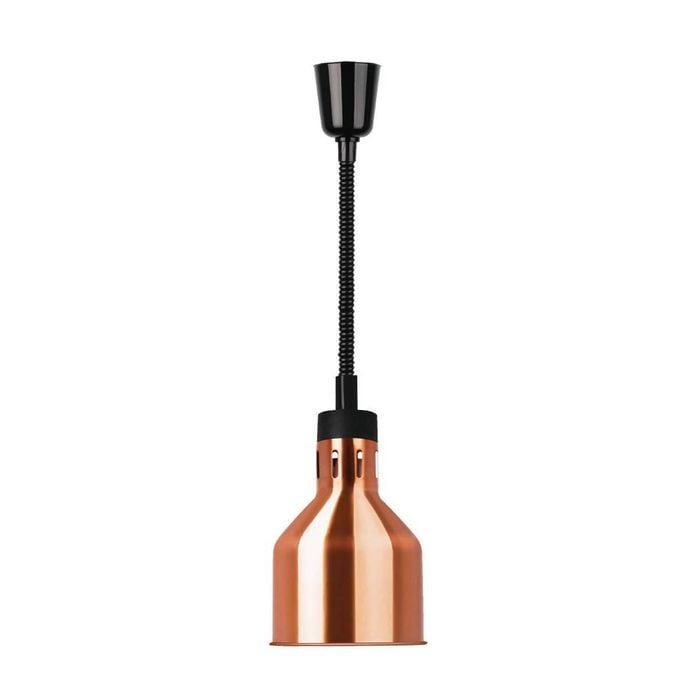 Apuro Retractable Dome Heat Lamp Shade Copper Finish 200mm Commercial Kitchen Food Warmer