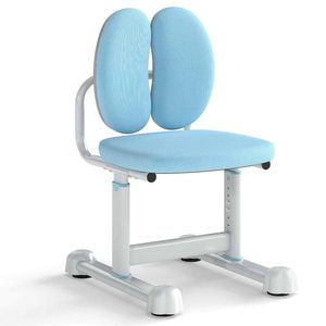 Costway Kid Desk Chair Upholstered Study Adjustable Height-Blue