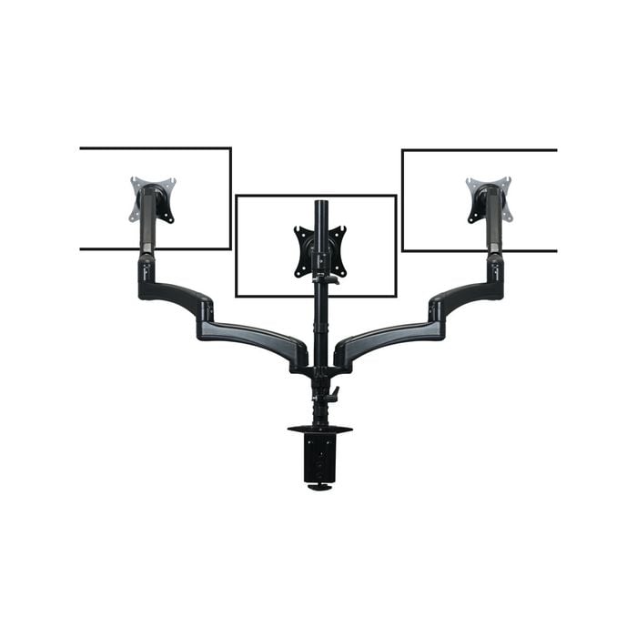 FORTIA Triple Computer Monitor Mount Stand for Desk with 3 Adjustable Arm Holder for 15 to 32 inch Displays