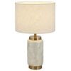 Telbix Seneca Modern Table Desk Lamp Light Capiz Shell Metal Fabric White Gold Gloss