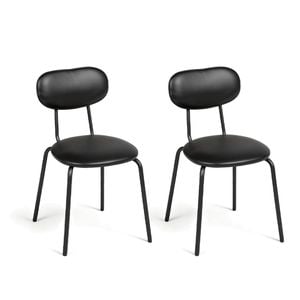 Advwin Dining Chairs Set of 2 Kitchen Chairs Reading Chair Cafe Chair Black
